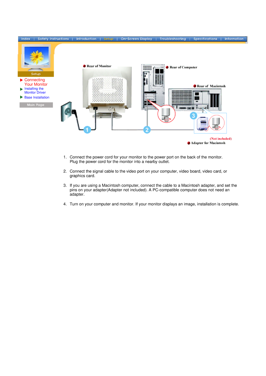 Samsung 955b manual Connecting Your Monitor 