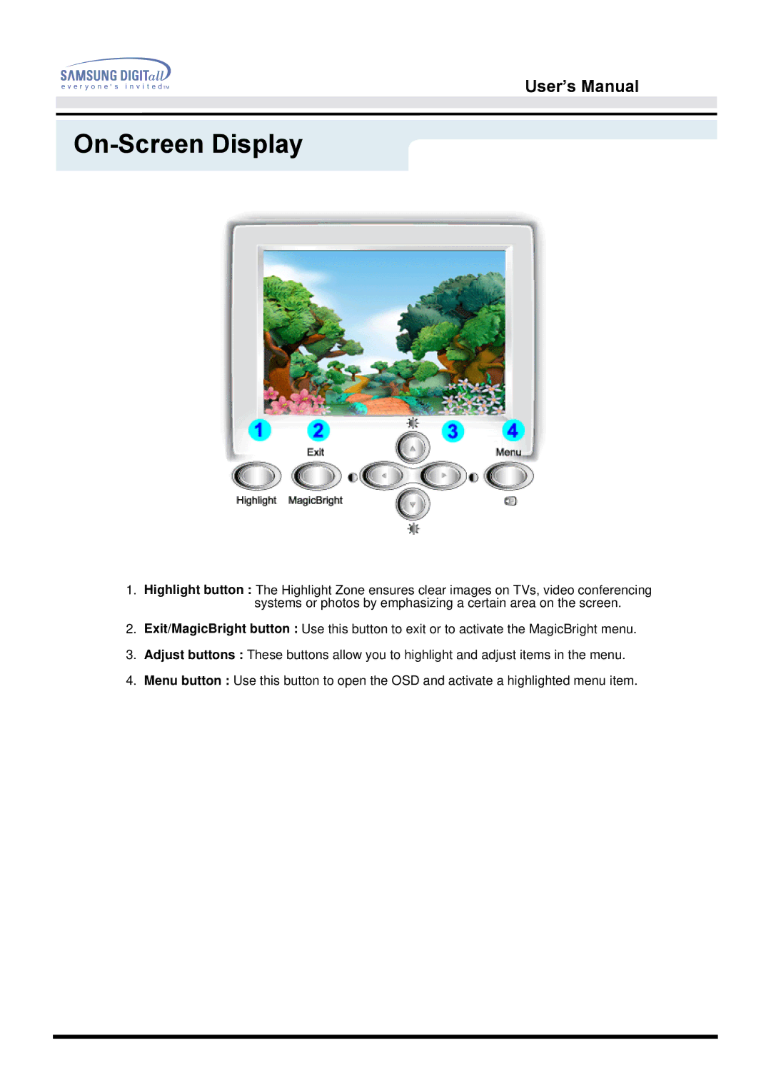 Samsung 955MB manual On-Screen Display 