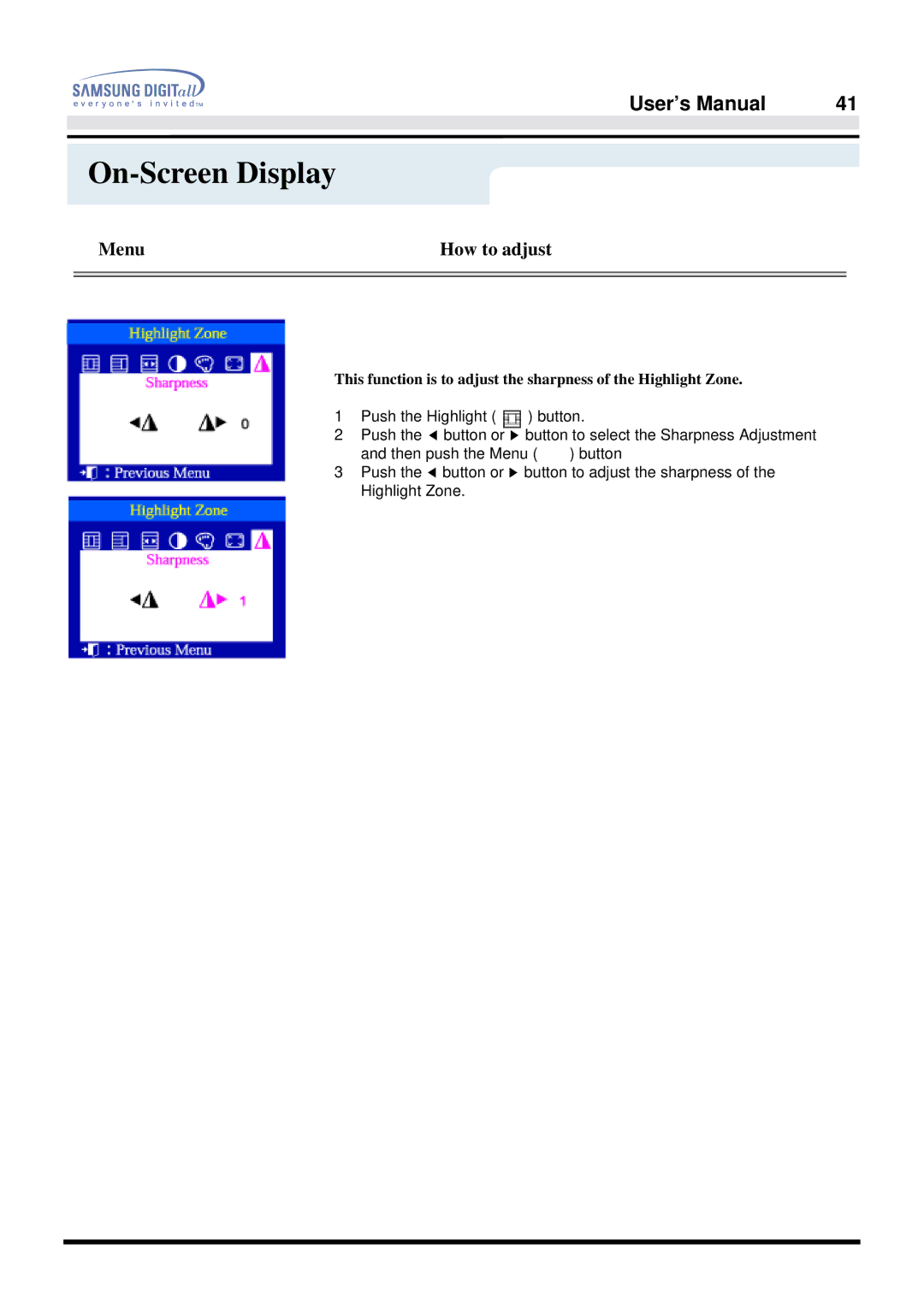 Samsung 957FS manual Sharpness 