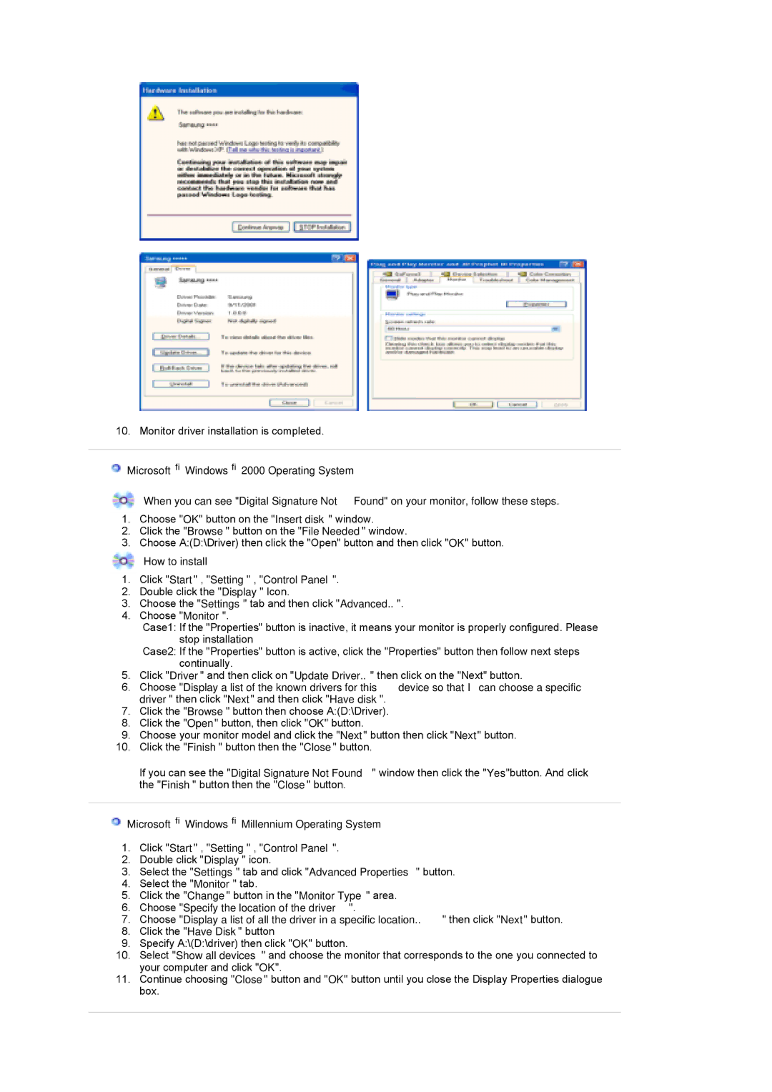 Samsung 960HD manual How to install Click Start , Setting , Control Panel 