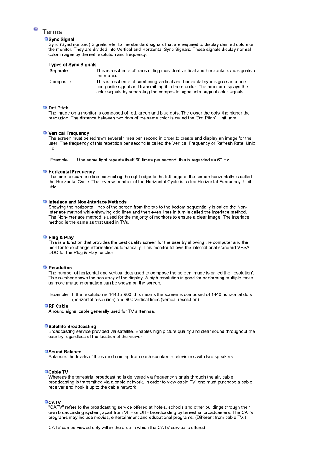 Samsung 960HD manual Terms, Catv 