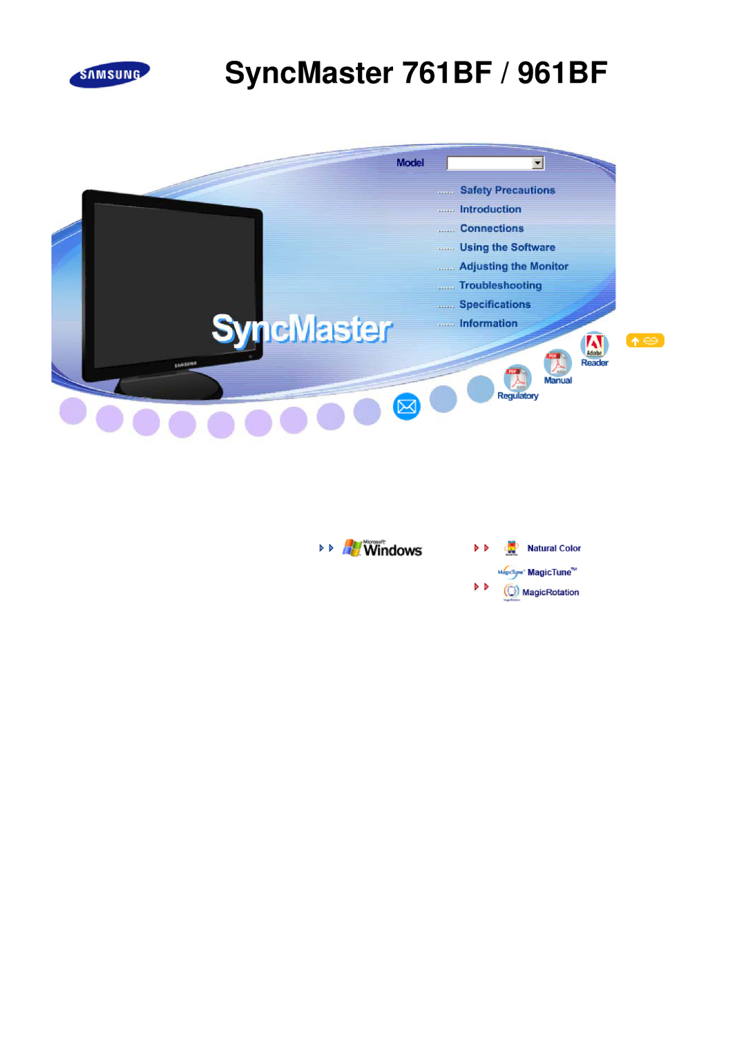 Samsung 761BF, 961BF manual SyncMaster 761BF / 961BF 