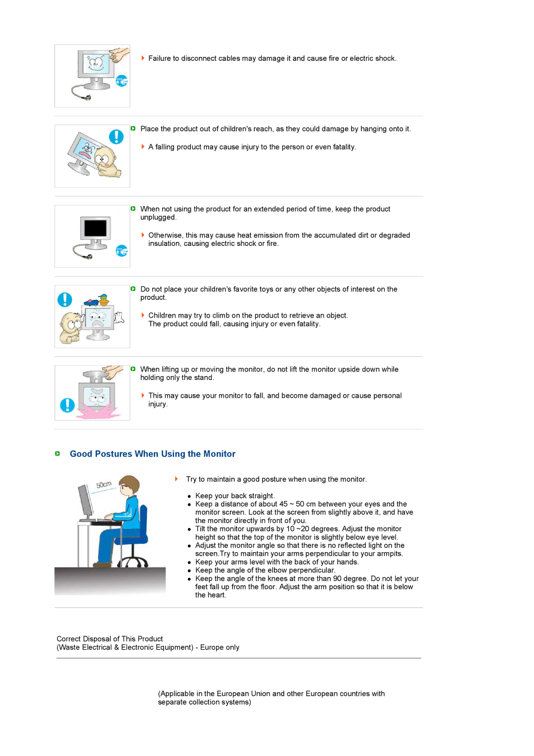 Samsung 761BF, 961BF manual Good Postures When Using the Monitor 