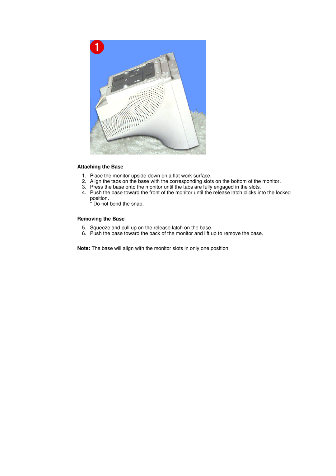 Samsung 98BDF, 96BDF manual Attaching the Base, Removing the Base 