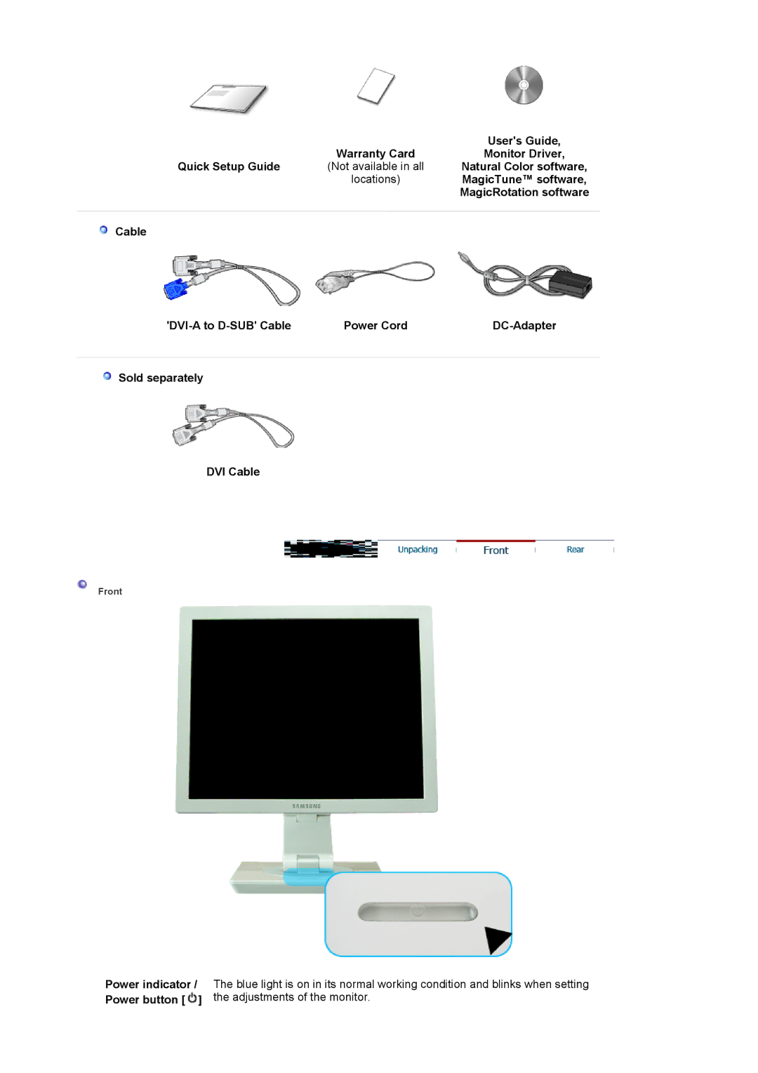 Samsung 770P, 970P manual Users Guide, Monitor Driver, Quick Setup Guide, Natural Color software, MagicRotation software 