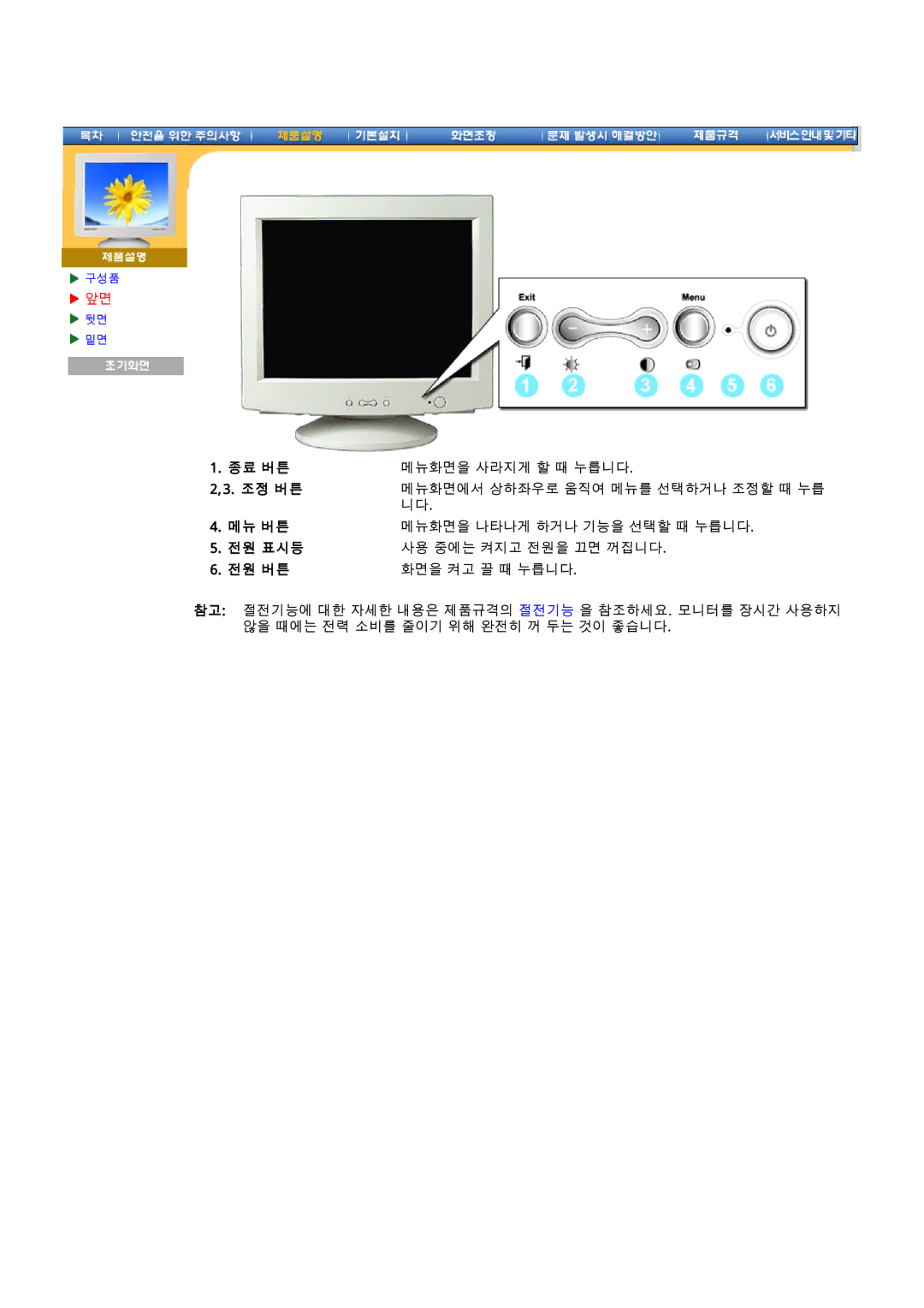 Samsung 97B manual 구성품 뒷면 밑면 