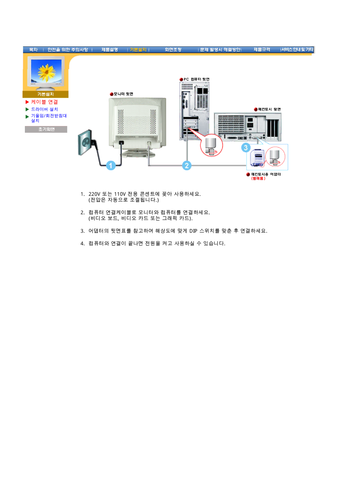 Samsung 97B manual 케이블 연결 