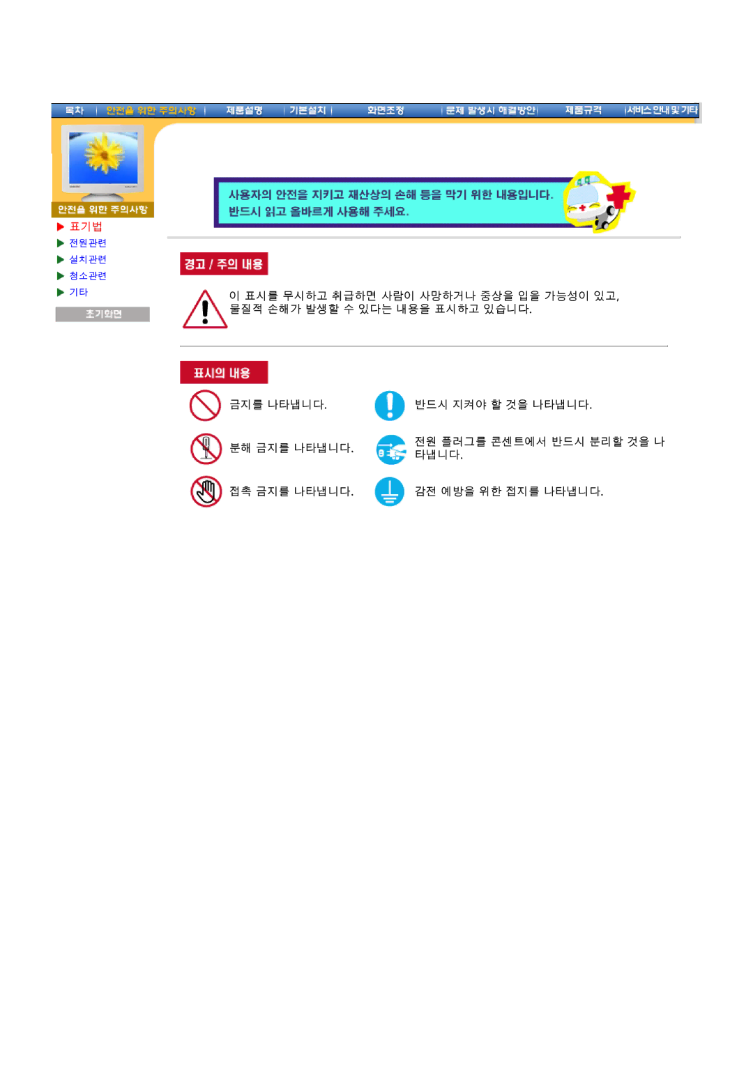 Samsung 97B manual 표기법 