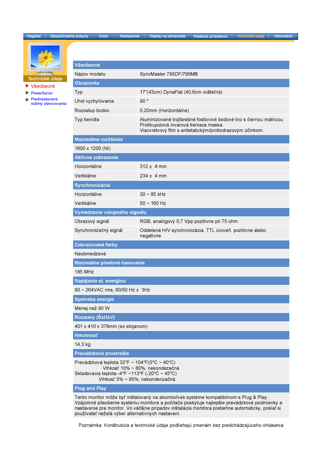 Samsung 793MB, 997DF manual Názov modelu SyncMaster 795DF/795MB 