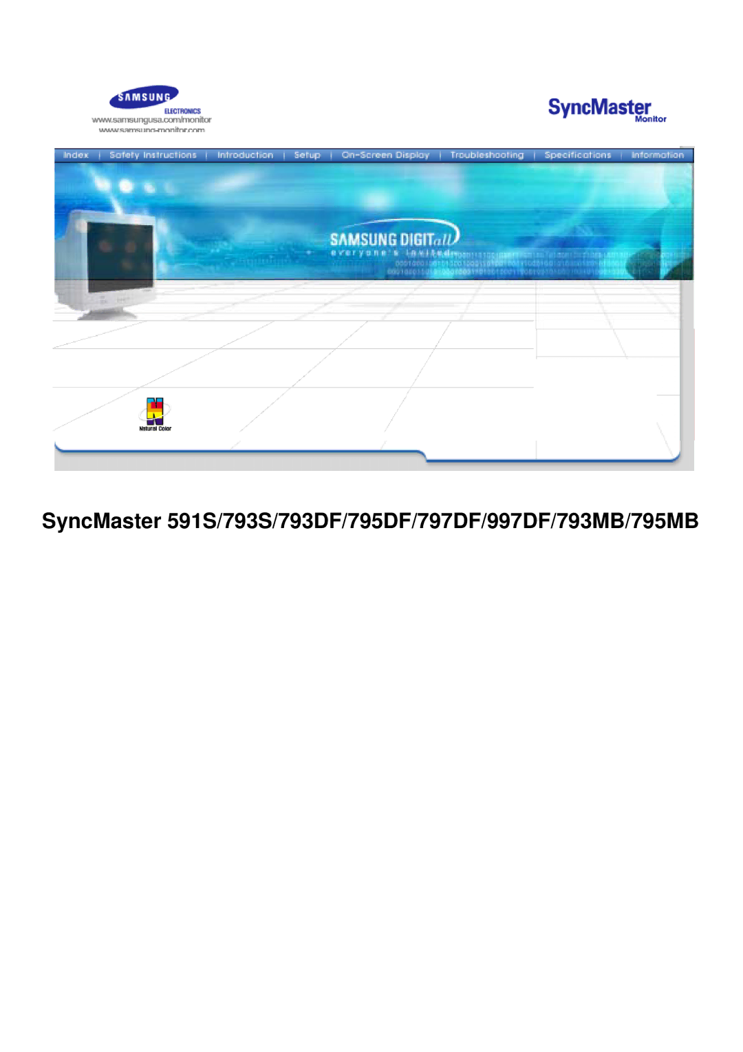 Samsung manual SyncMaster 591S/793S/793DF/795DF/797DF/997DF/793MB/795MB 