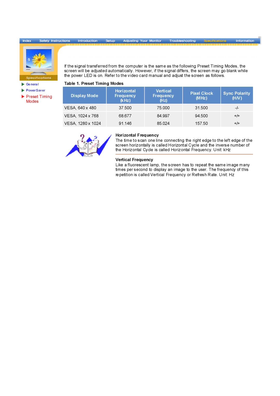 Samsung 997MB, 797MB manual Preset Timing Modes, Horizontal Frequency, Vertical Frequency 