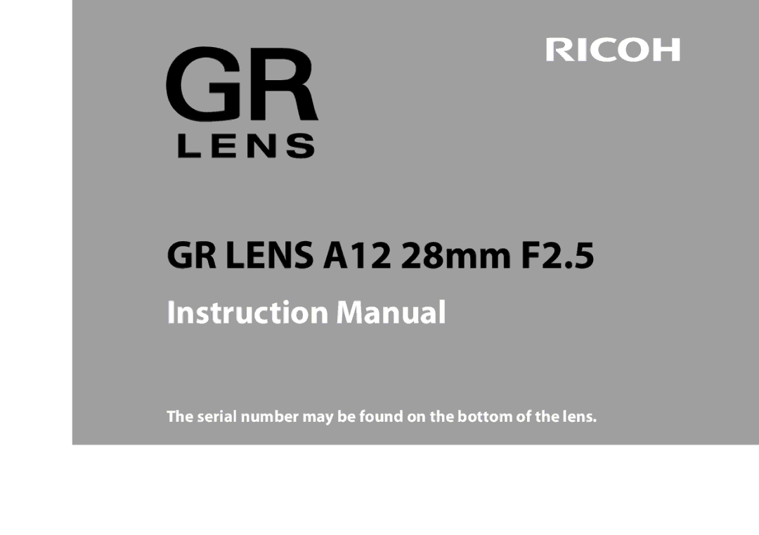 Samsung instruction manual GR Lens A12 28mm F2.5 