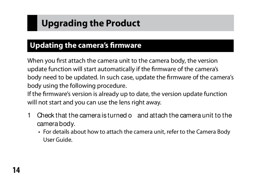 Samsung A12 instruction manual Upgrading the Product, Updating the camera’s firmware 