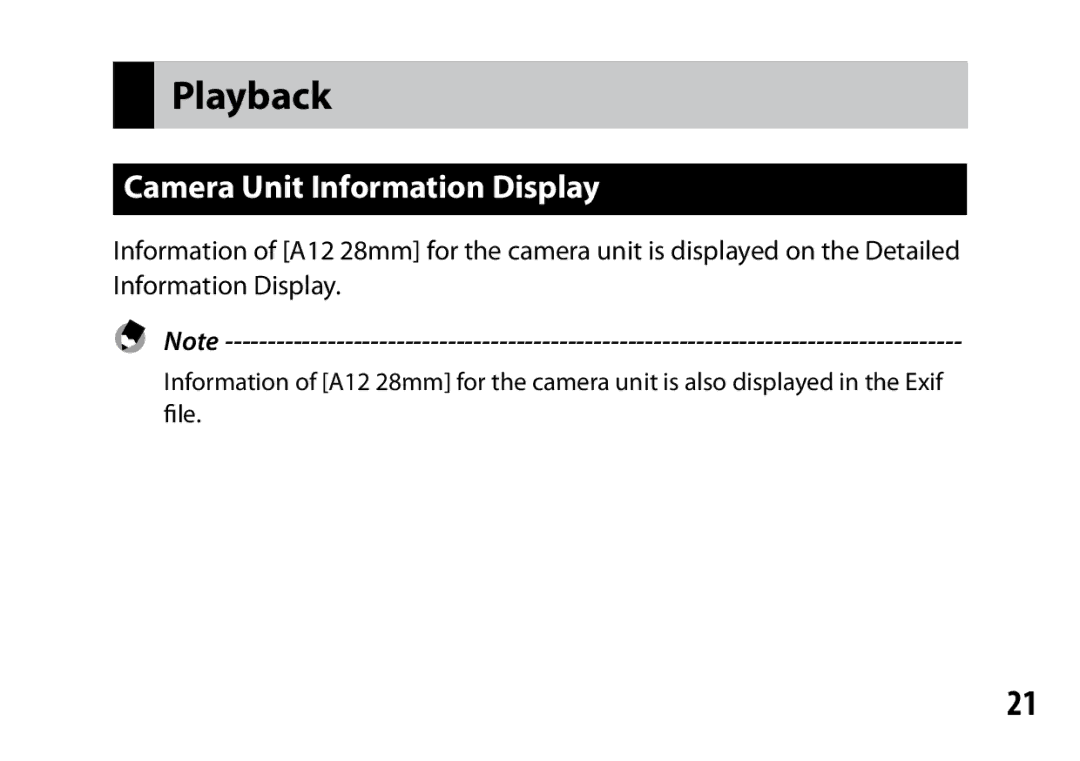 Samsung A12 instruction manual Playback, Camera Unit Information Display 