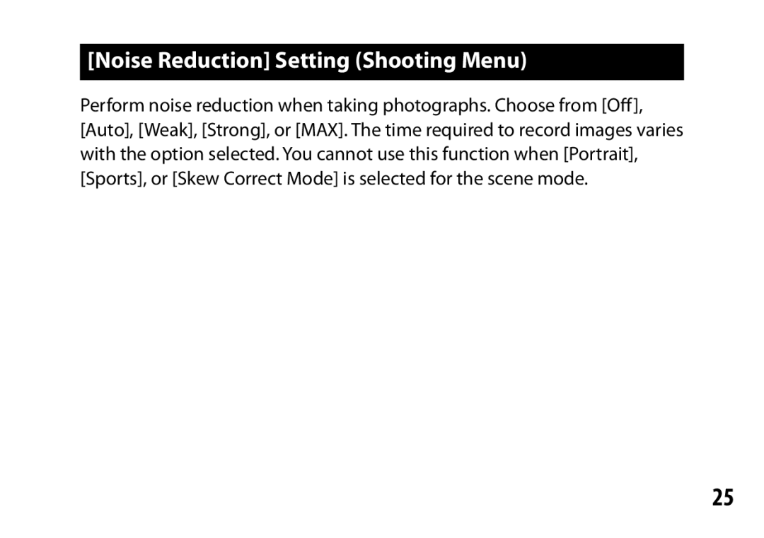 Samsung A12 instruction manual Noise Reduction Setting Shooting Menu 