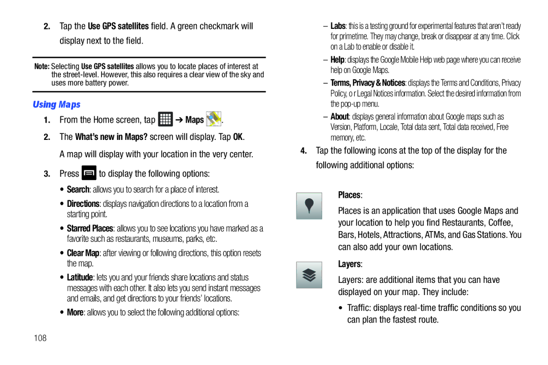 Samsung A3LSGHI987 user manual Using Maps, From the Home screen, tap Maps 