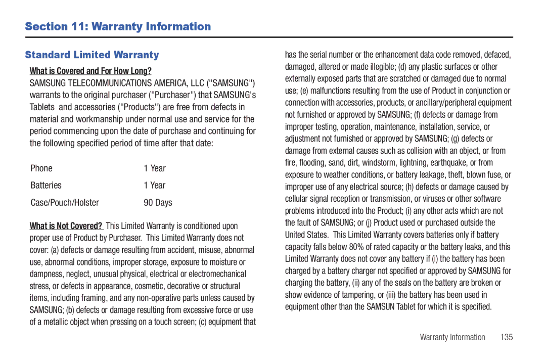 Samsung A3LSGHI987 user manual Warranty Information, Standard Limited Warranty, What is Covered and For How Long? 