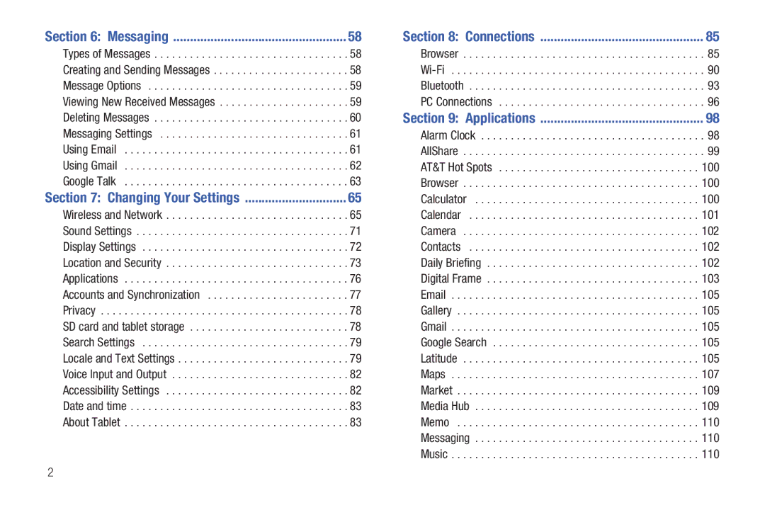 Samsung A3LSGHI987 user manual Messaging Connections 