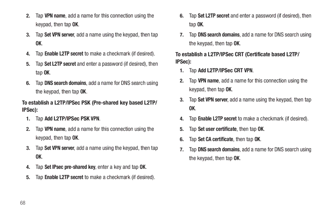 Samsung A3LSGHI987 user manual Tap Set IPsec pre-shared key, enter a key and tap OK 