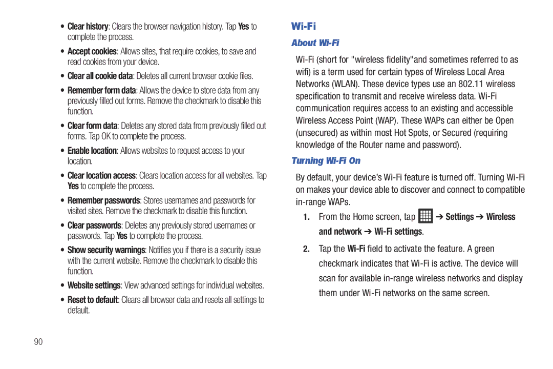 Samsung A3LSGHI987 user manual About Wi-Fi, Turning Wi-Fi On 