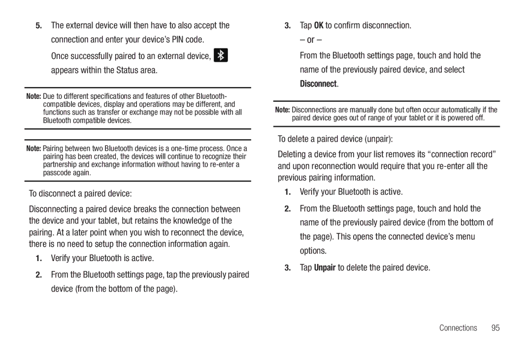 Samsung A3LSGHI987 user manual To disconnect a paired device 