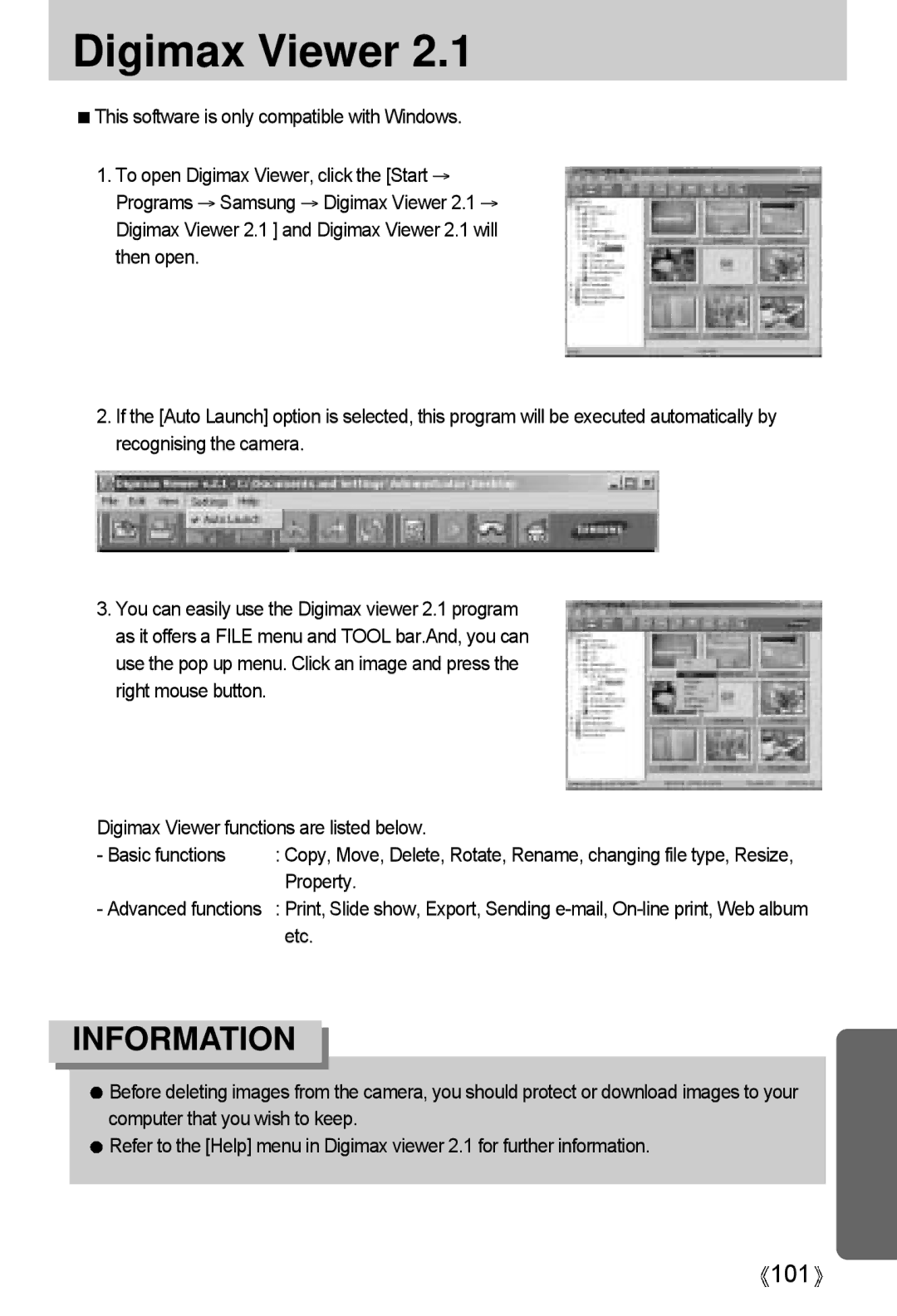 Samsung A4 user manual Digimax Viewer, Property, Etc 