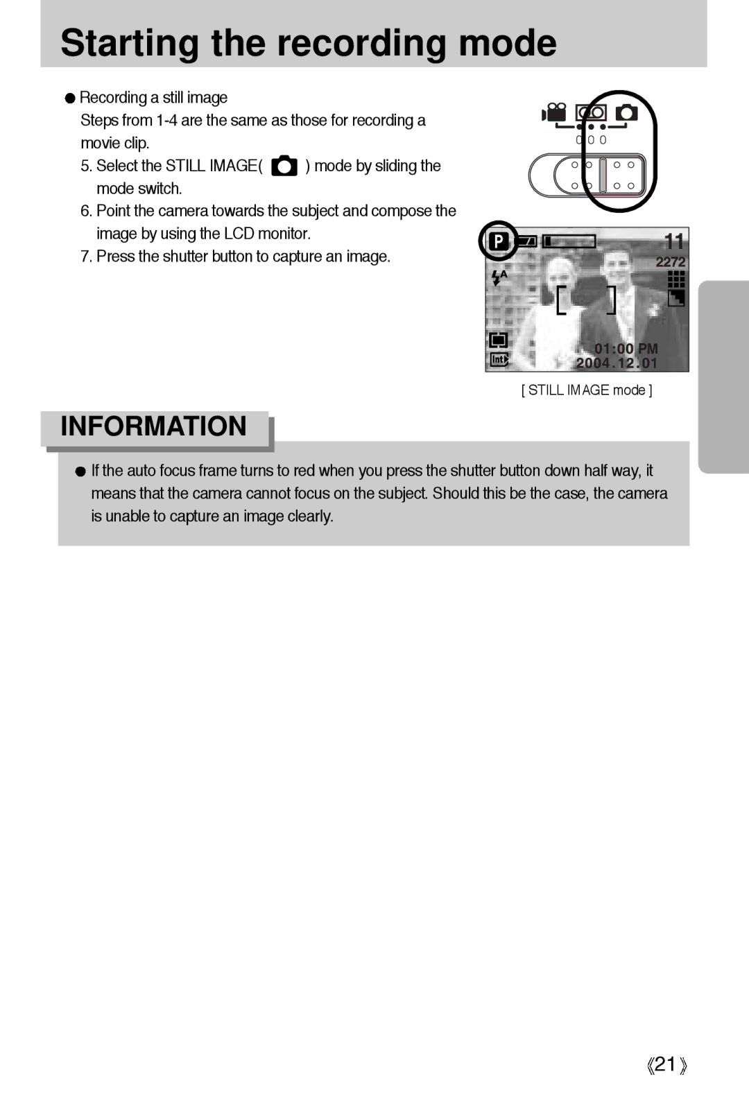 Samsung A4 user manual Still Image mode 