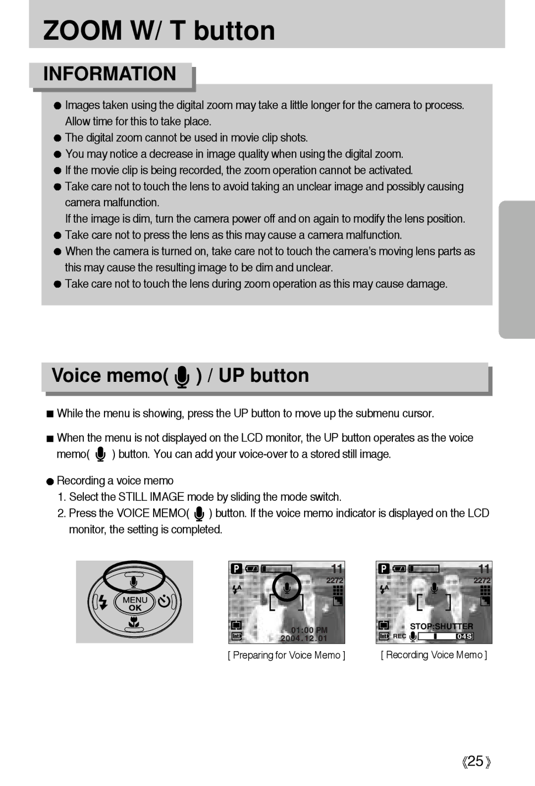 Samsung A4 user manual Voice memo / UP button 