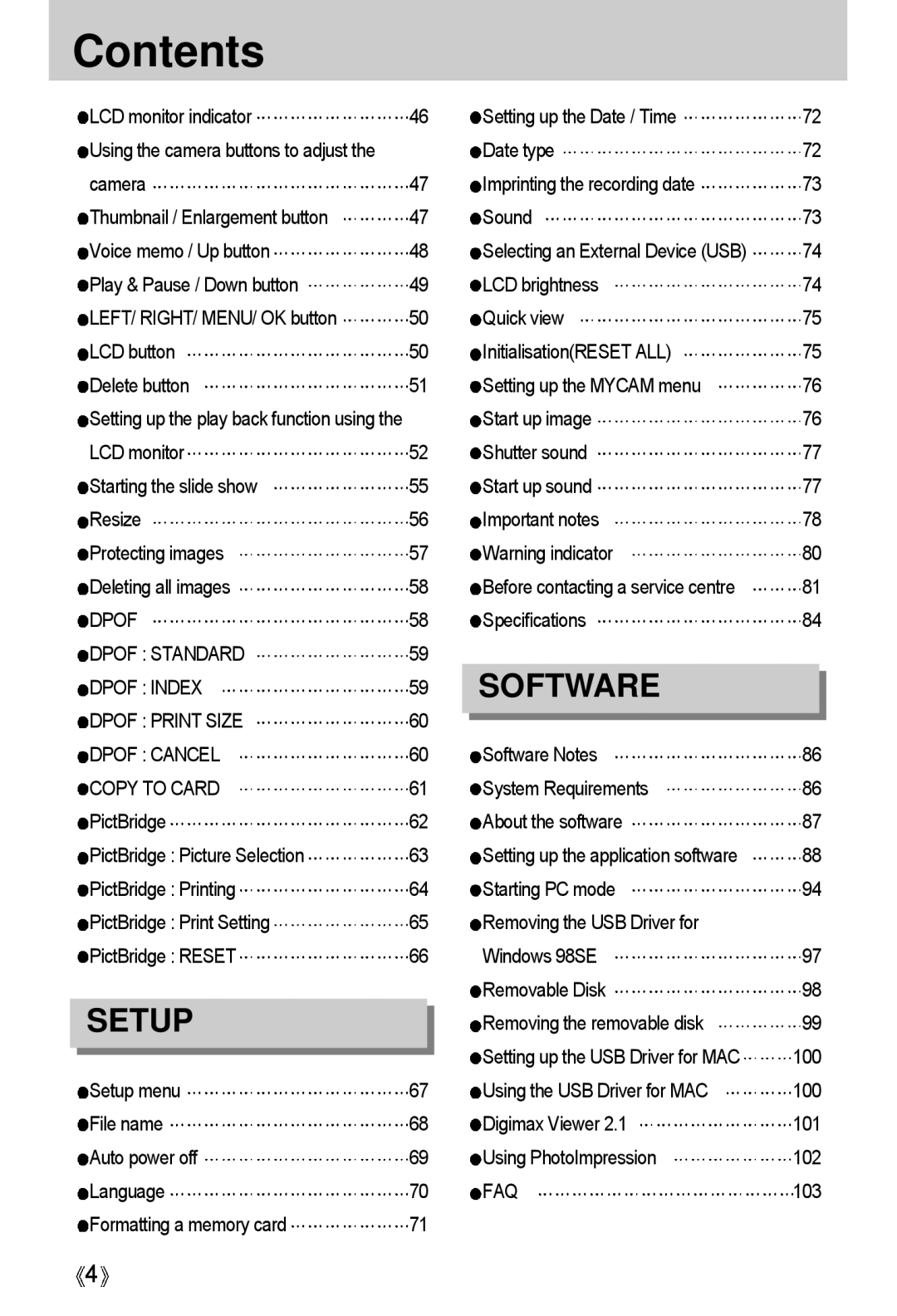 Samsung A4 user manual Dpof Standard Dpof Index, Dpof Print Size Dpof Cancel, Copy to Card, Faq 