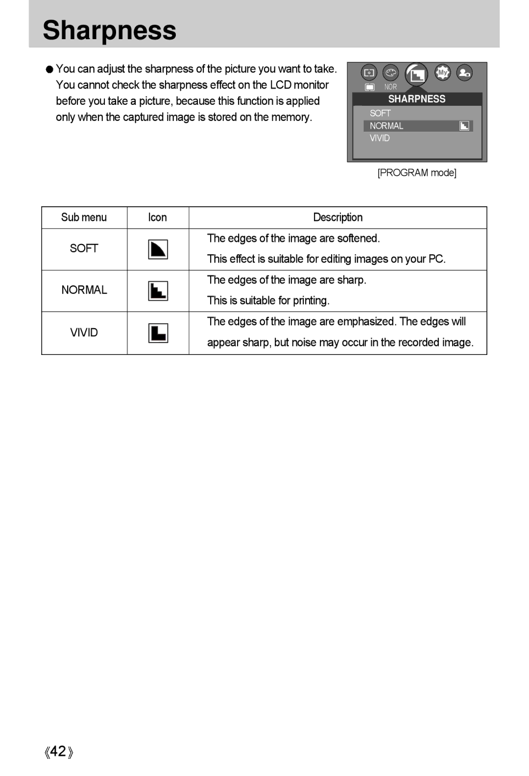 Samsung A4 user manual Sharpness 