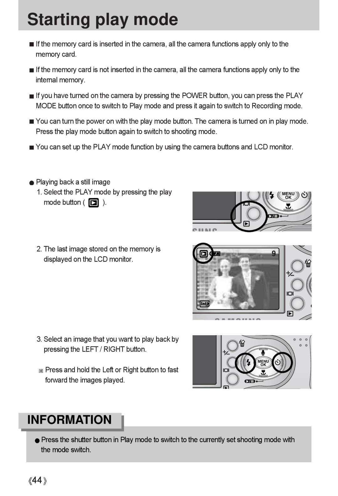 Samsung A4 user manual Starting play mode 