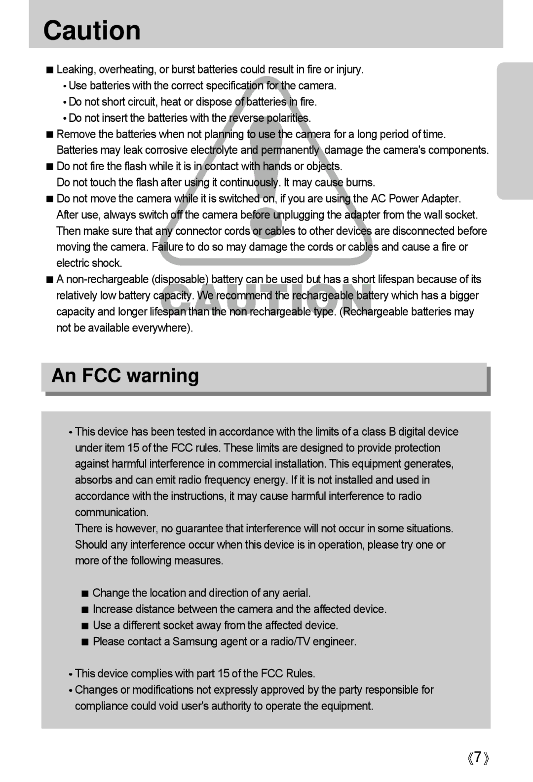 Samsung A4 user manual An FCC warning 