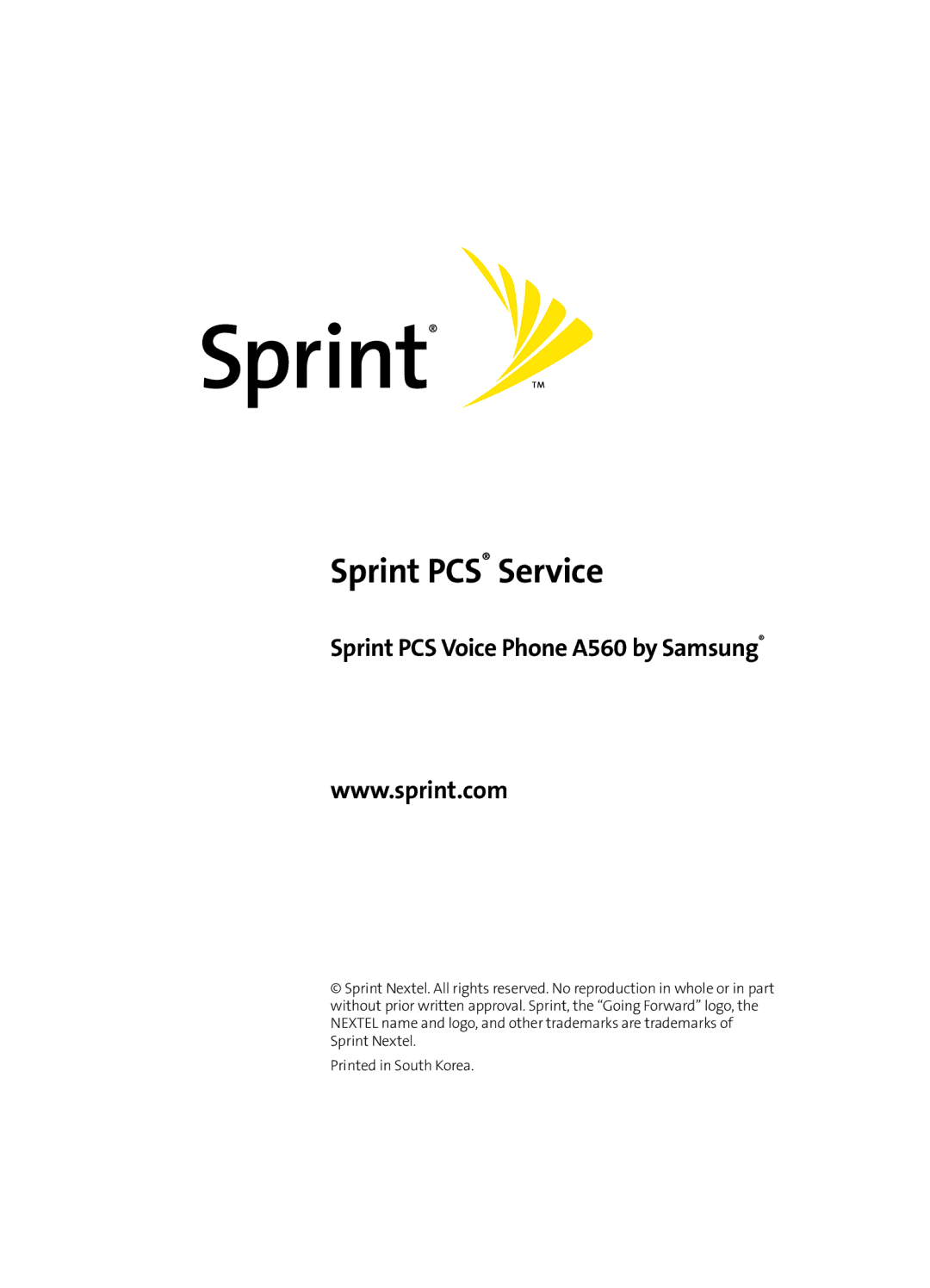 Samsung A560 manual Sprint PCS Service 