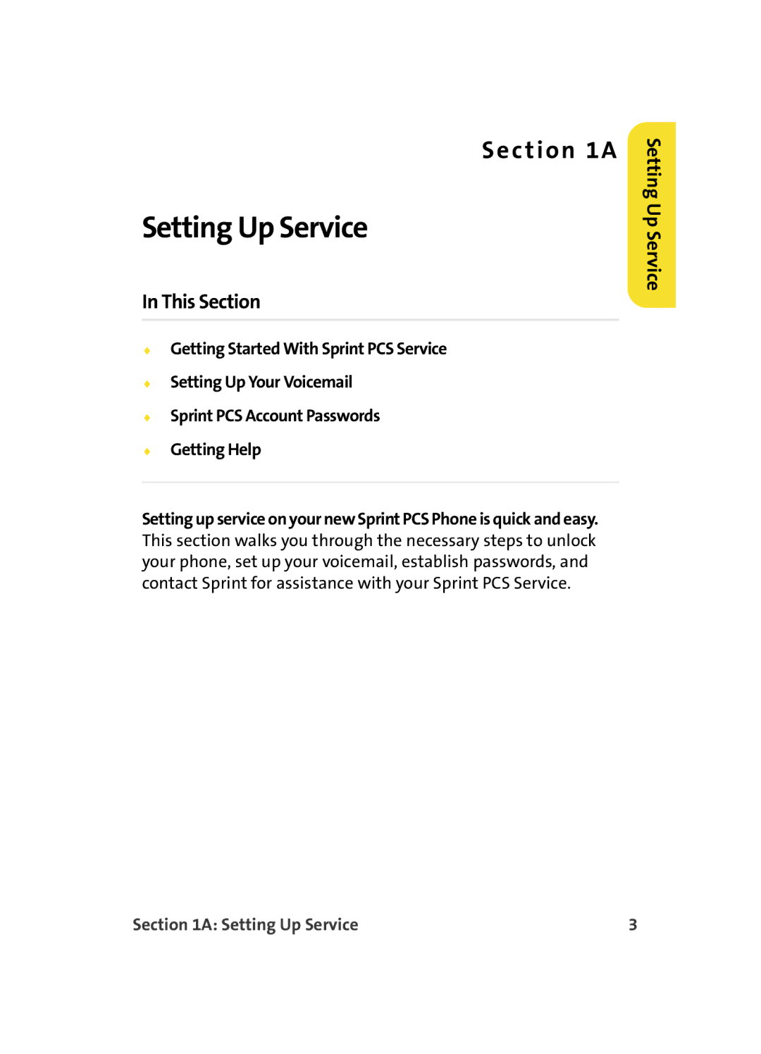 Samsung A560 manual This Section, Setting Up Service 