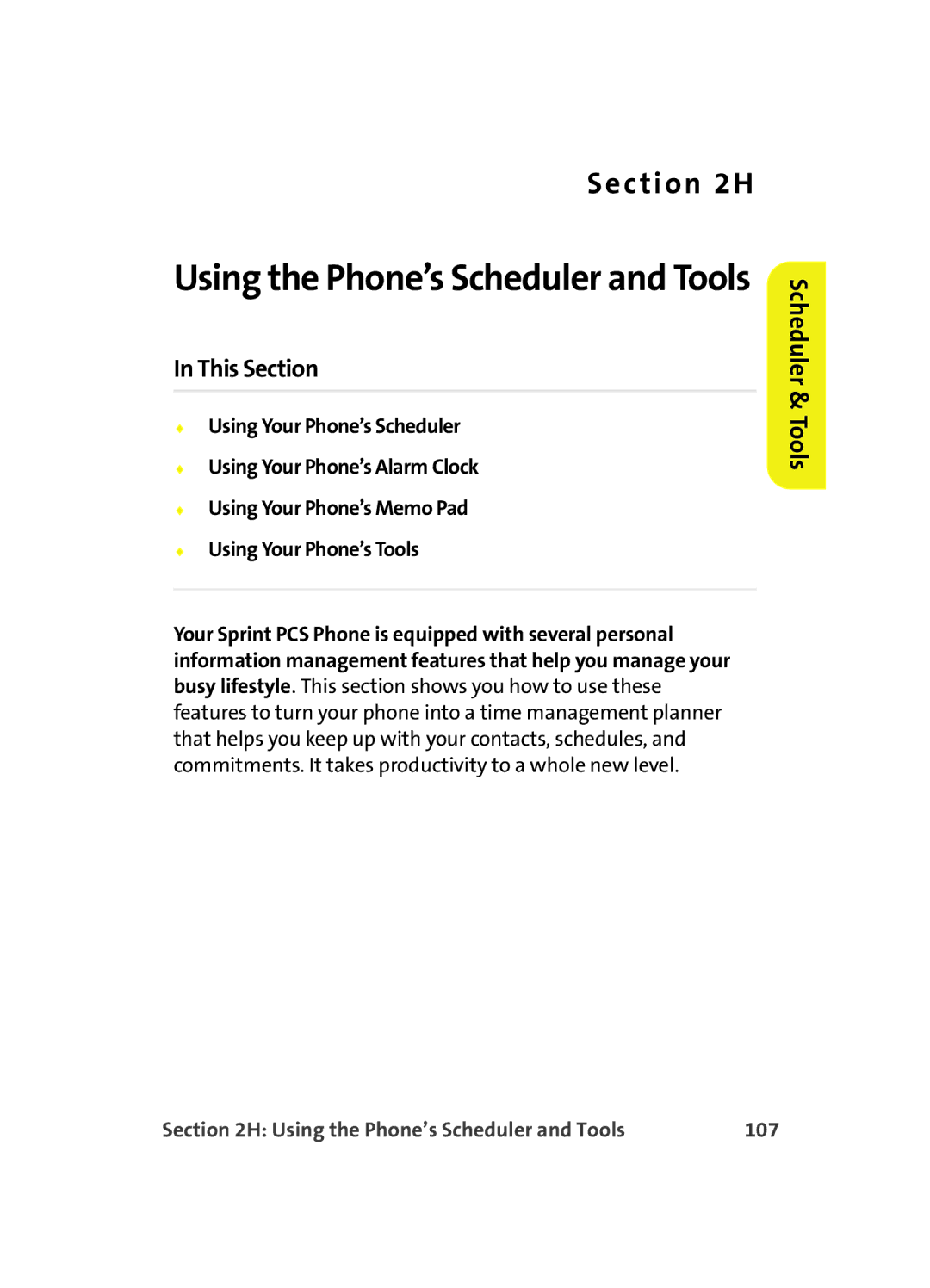 Samsung A560 manual Using the Phone’s Scheduler and Tools 107 