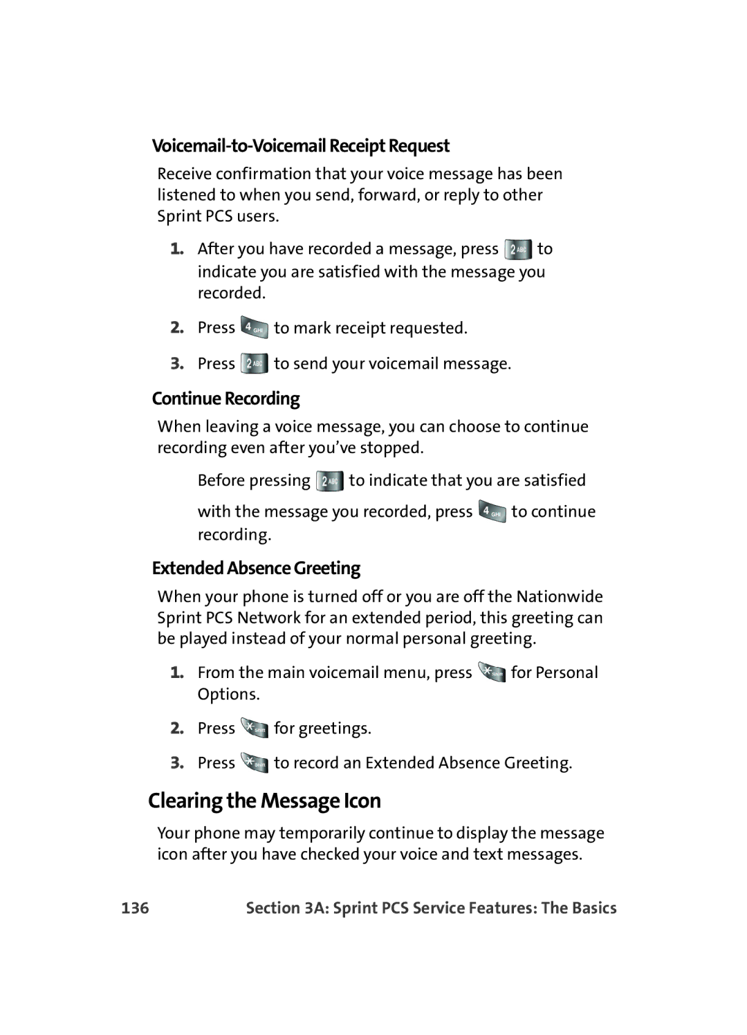 Samsung A560 manual Clearing the Message Icon, Voicemail-to-Voicemail Receipt Request, Continue Recording, 136 