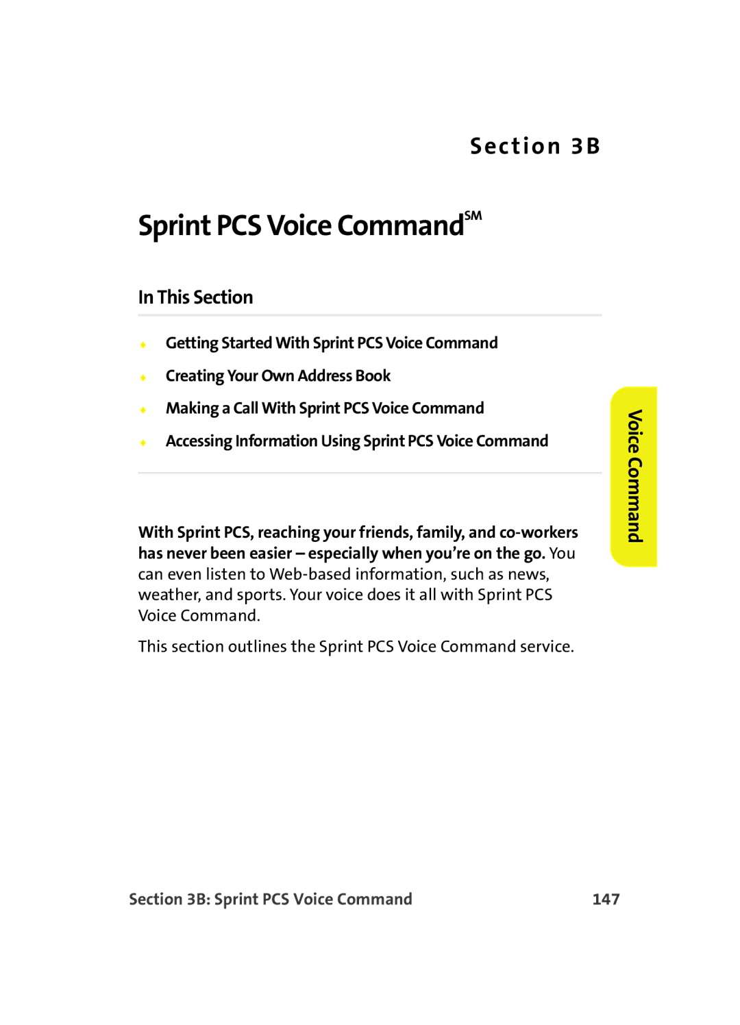 Samsung A560 manual Sprint PCS Voice Command 147 