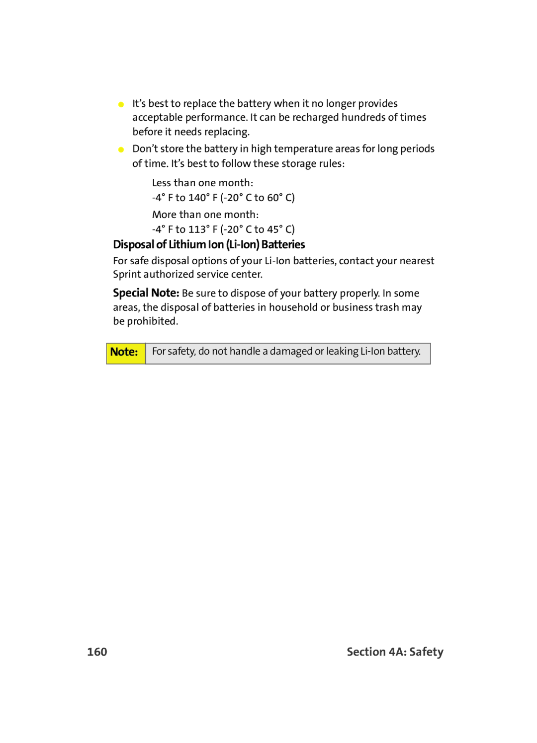 Samsung A560 manual Disposal of Lithium Ion Li-Ion Batteries, 160 