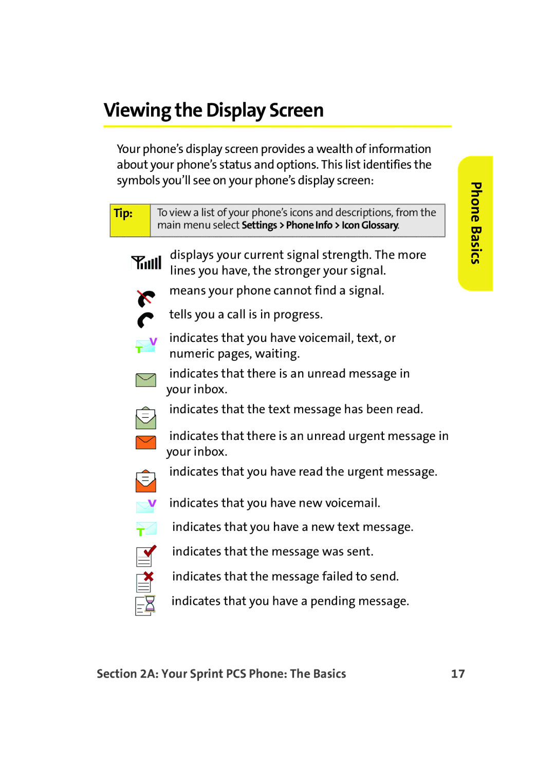 Samsung A560 manual Viewing the Display Screen, Tip 