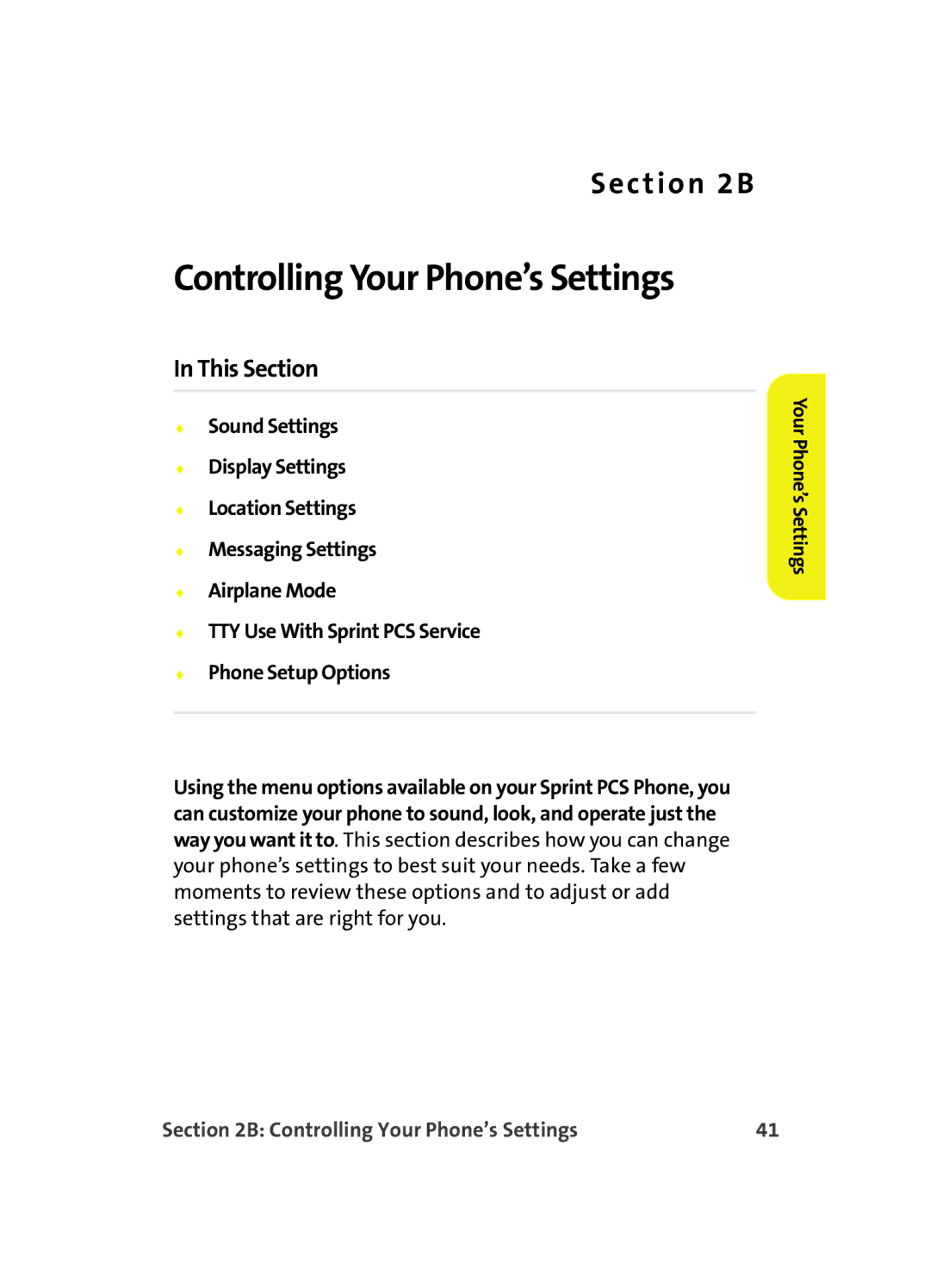 Samsung A560 manual Controlling Your Phone’s Settings 