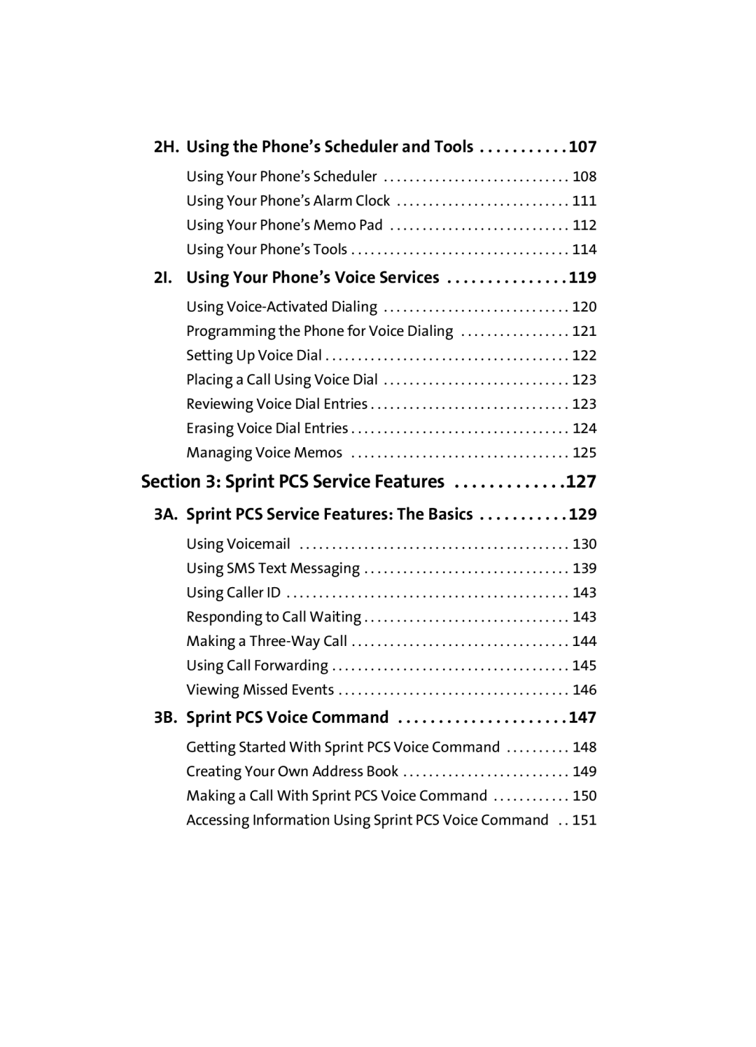 Samsung A560 manual 2H. Using the Phone’s Scheduler and Tools, 2I. Using Your Phone’s Voice Services 