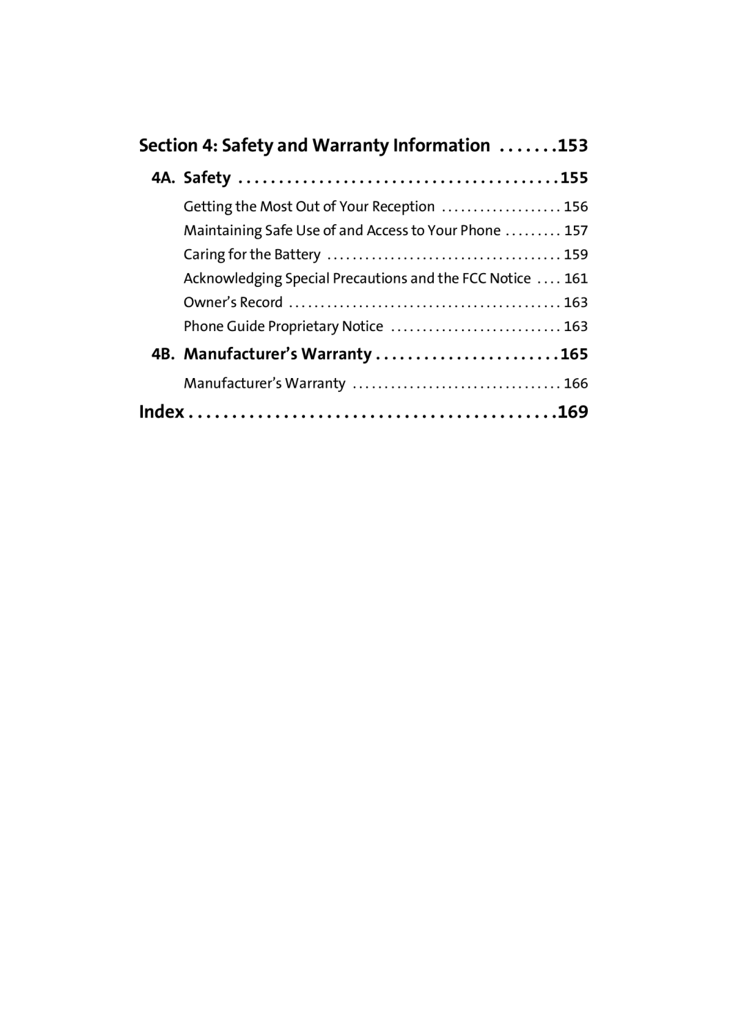 Samsung A560 manual 4A. Safety, 4B. Manufacturer’s Warranty 