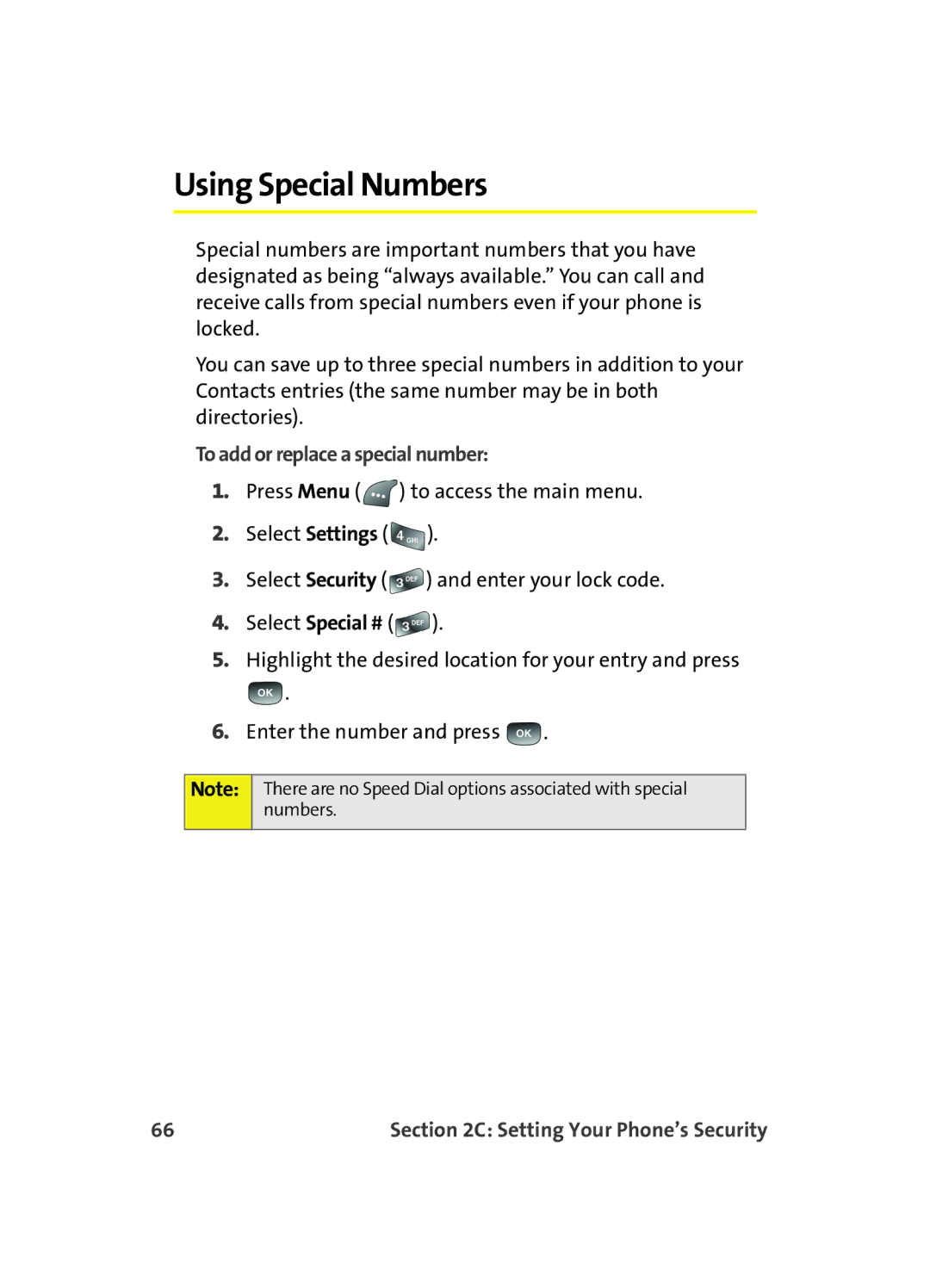 Samsung A560 manual Using Special Numbers, To add or replace a special number 