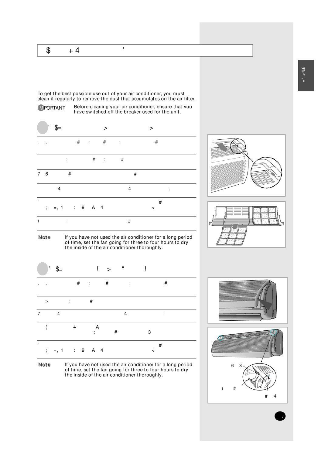 Samsung installation manual Cleaning Your Air Conditioner, Model AS07A5A6MA / AS09A5A6MA / AS12A5A6MC 