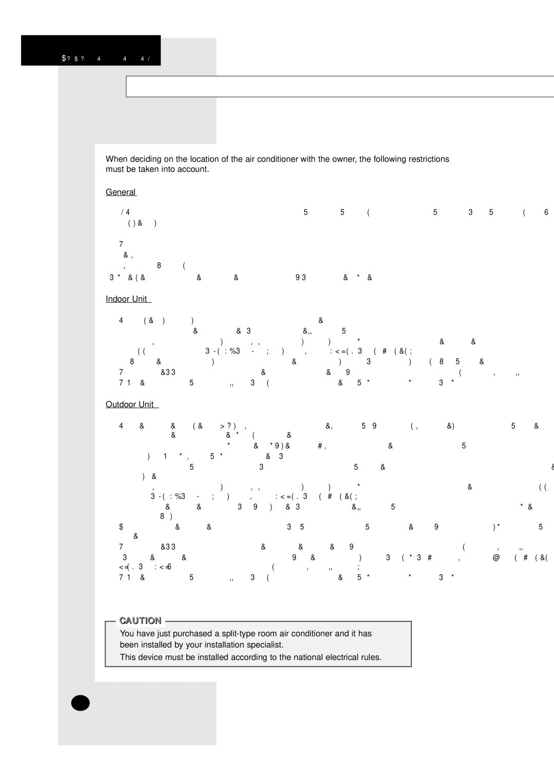 Samsung A6 installation manual Deciding on Where to Install the Air Conditioner, Indoor Unit 