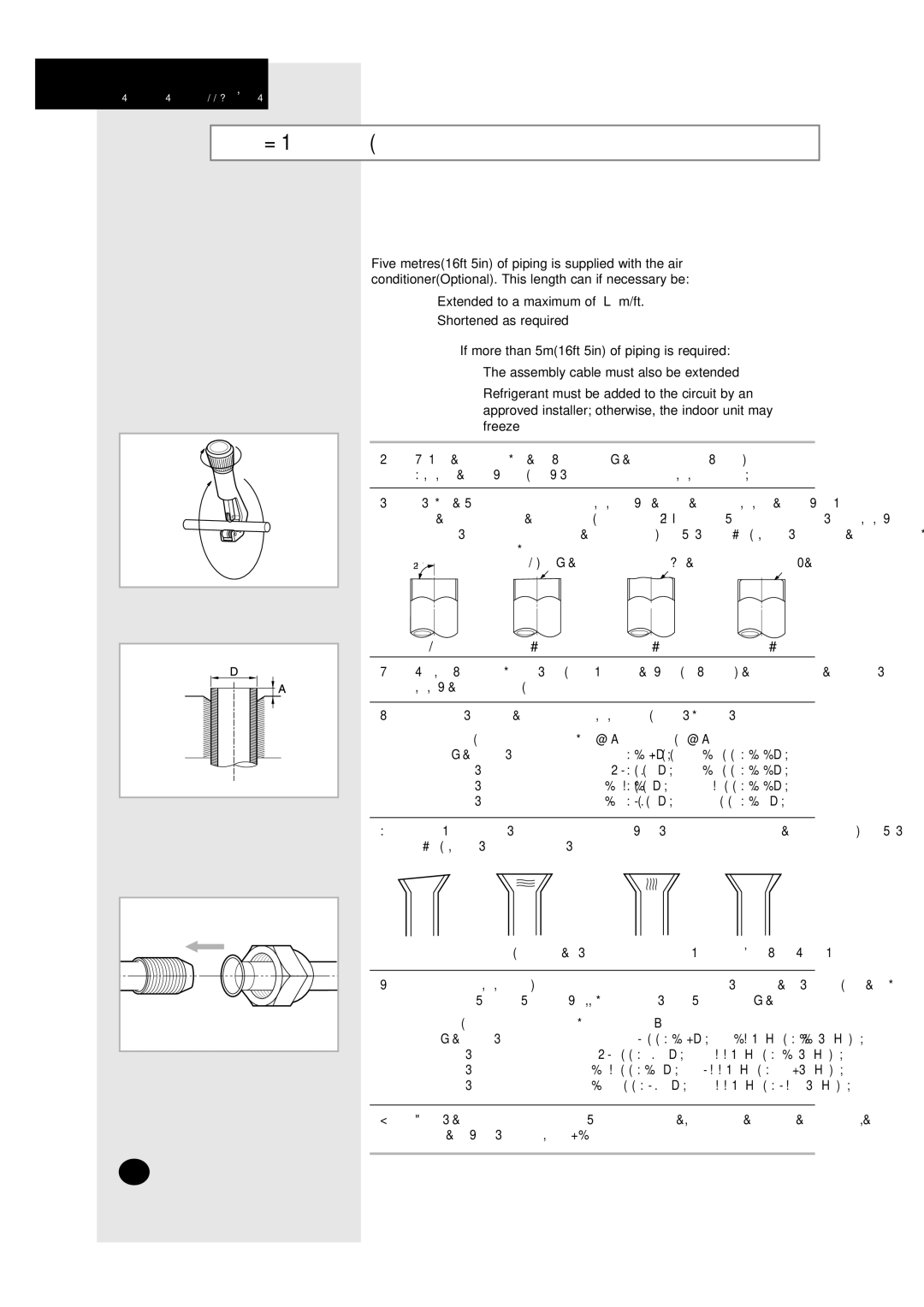 Samsung A6 installation manual Cutting/Extending the Piping, Depth a 