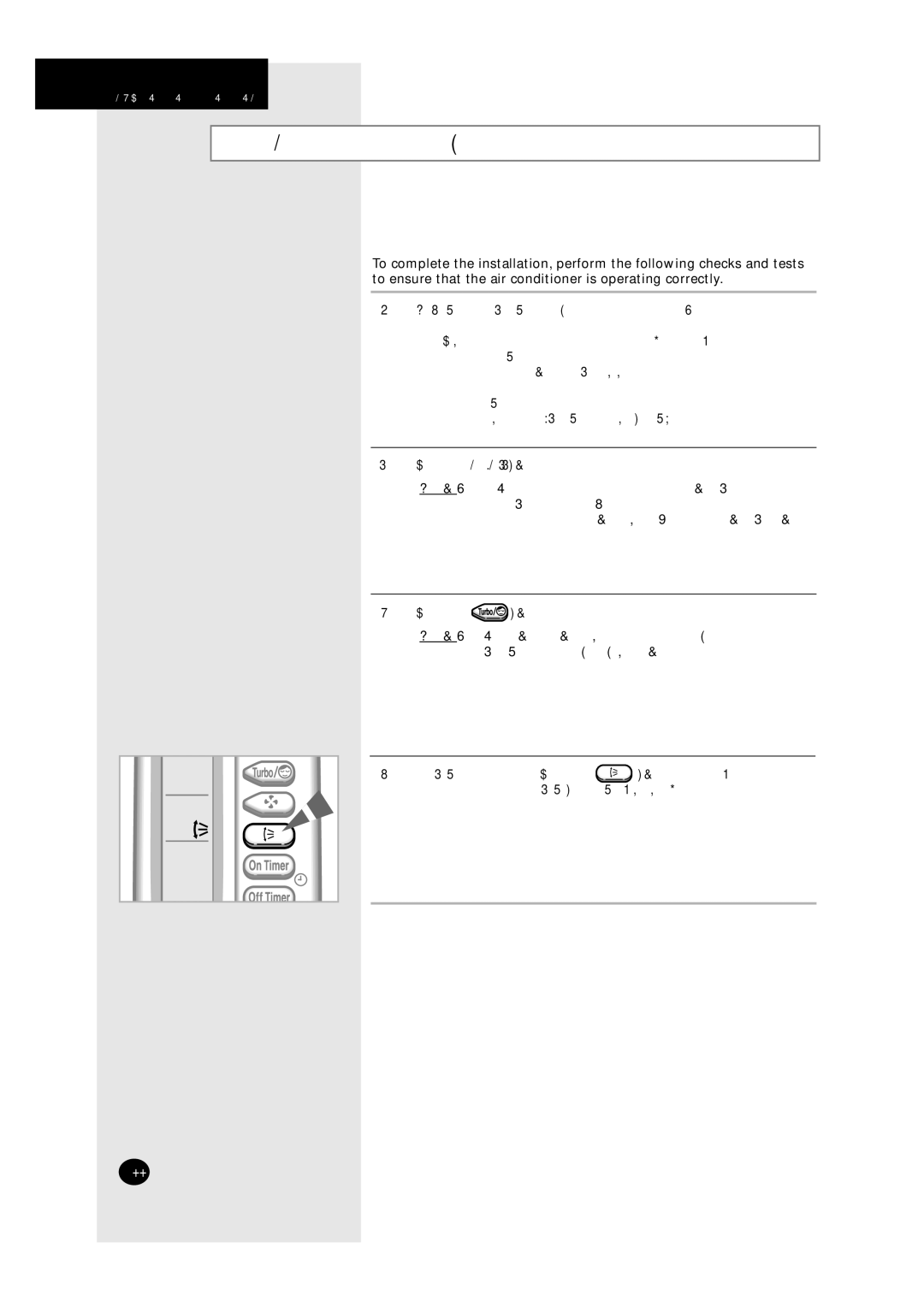 Samsung A6 installation manual Checking and Testing Operations 