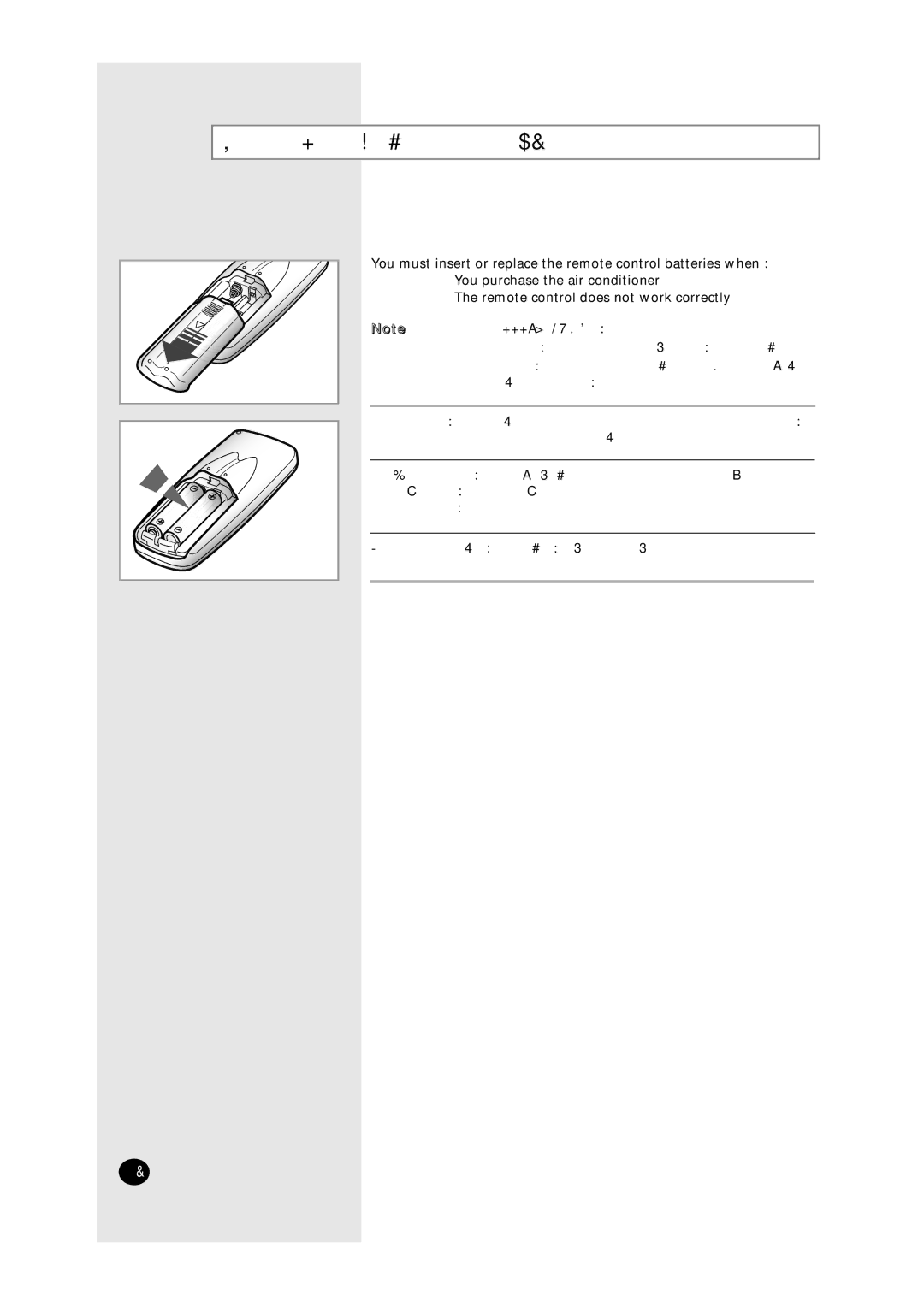 Samsung A6 installation manual Inserting the Remote Control Batteries 