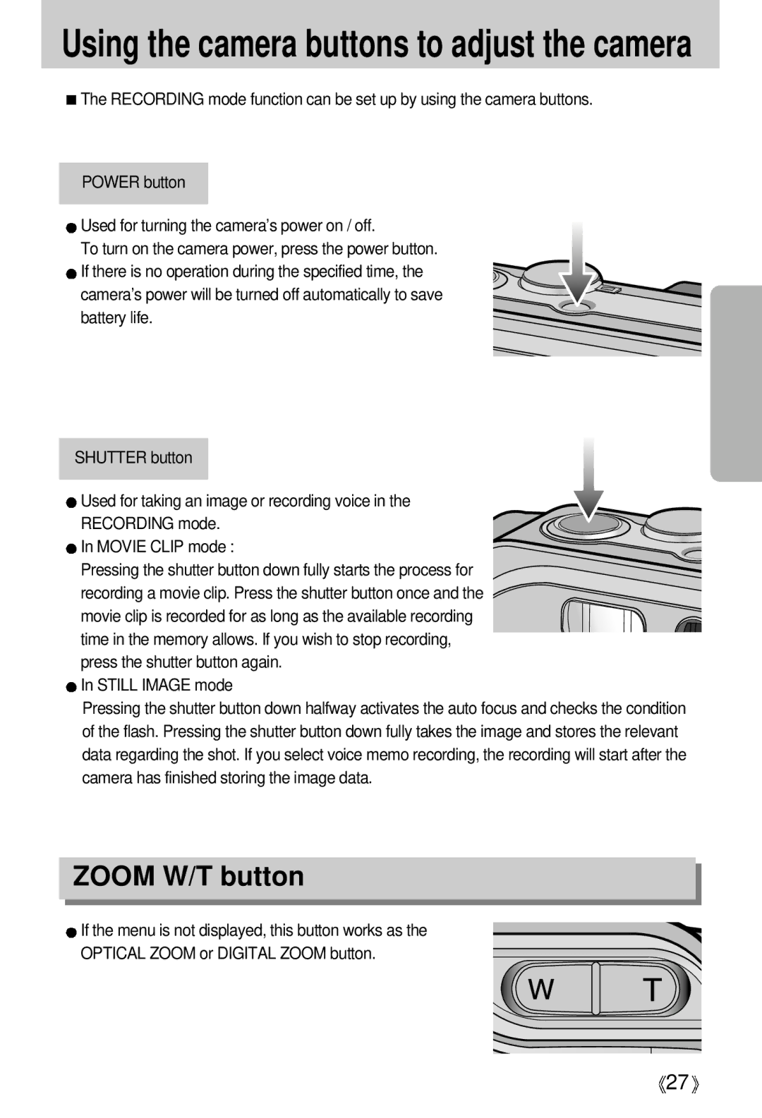 Samsung A63 user manual Zoom W/T button, Press the shutter button again. In Still Image mode 