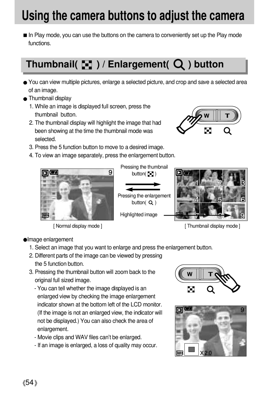 Samsung A63 user manual Thumbnail / Enlargement button 